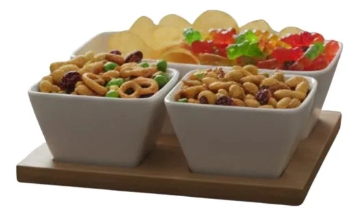 JUEGO 3 SOPORTE SNACKS MODERNO APERITIVOS BANDEJA SERVIR JHN - 3