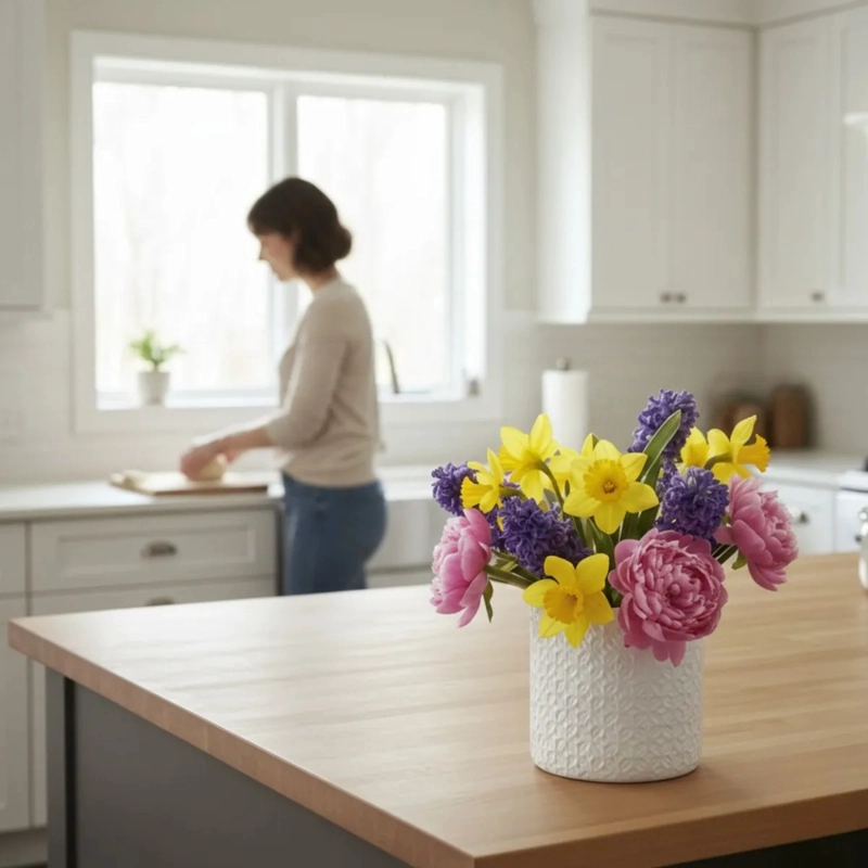 MACETA DECORATIVA DISEÑO FLORAL MACETERO ESTILO NORDICO JHN - 6