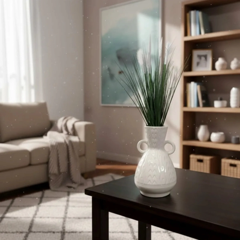 JARRON DECORATIVO DOBLE ASA RELIEVE GEOME TRICO LUJO AJ - 8