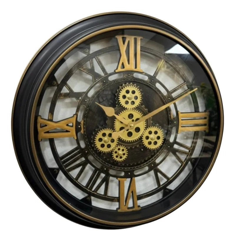RELOJ PARED INDUSTRIAL ENGRANAJES VISIBLES ESTILO VINTAGE AJ - 1