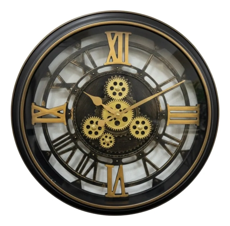 RELOJ PARED INDUSTRIAL ENGRANAJES VISIBLES ESTILO VINTAGE AJ - 2