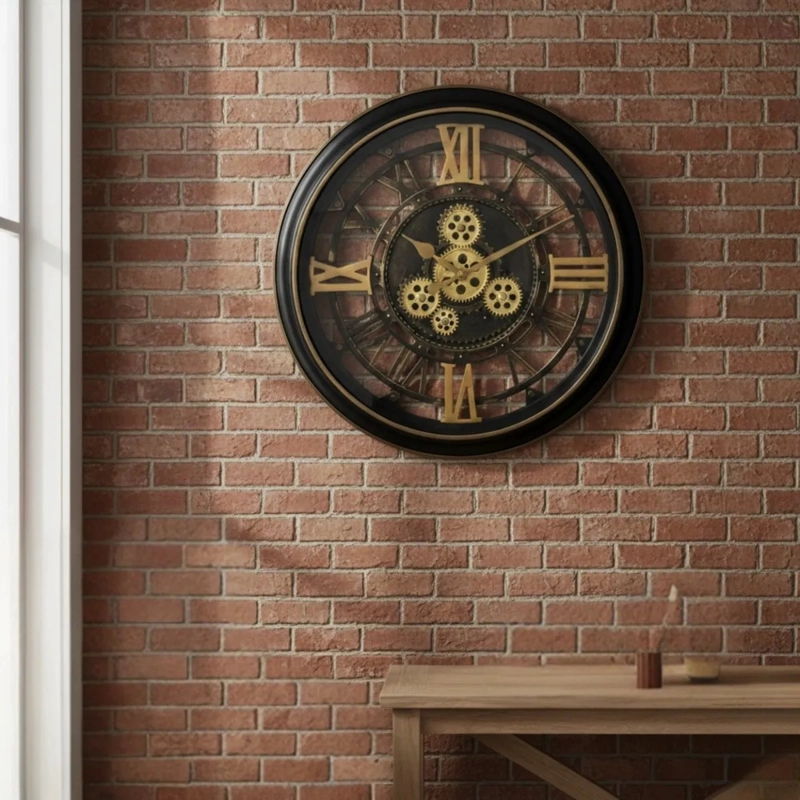 RELOJ PARED INDUSTRIAL ENGRANAJES VISIBLES ESTILO VINTAGE AJ - 7