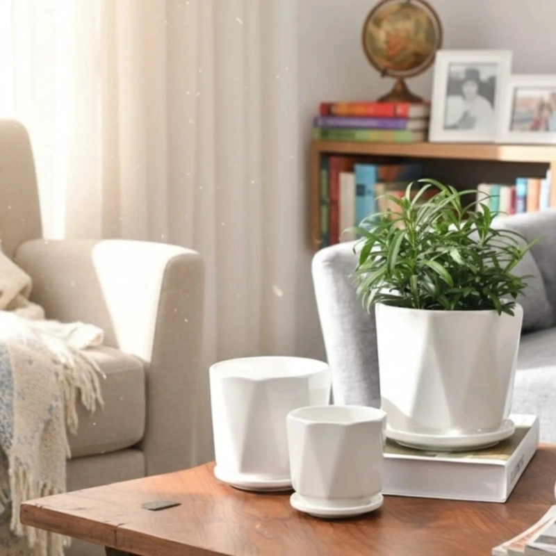 SET 3 MACETAS DECORATIVAS ESTILO GEOME TRICO CENTRO MESA AJ - 9