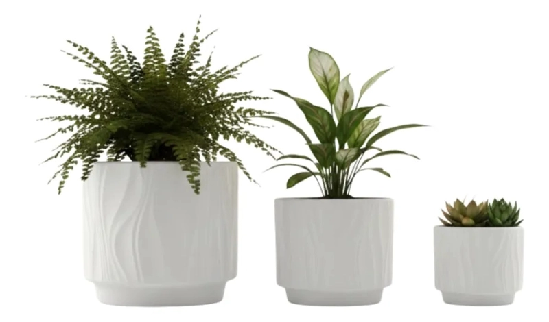 SET 3 MACETAS DECORATIVAS CENTRO MESA ESTILO MODERNO AJ - 1