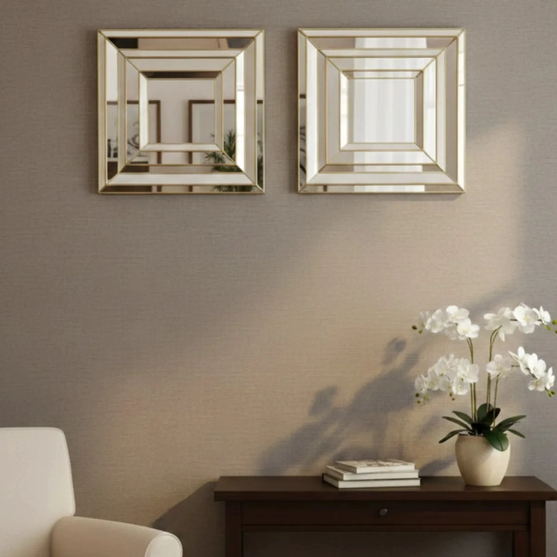 SET 2 ESPEJOS DECORATIVOS PARED DISEÑO ESCULTURAL AJ - 8