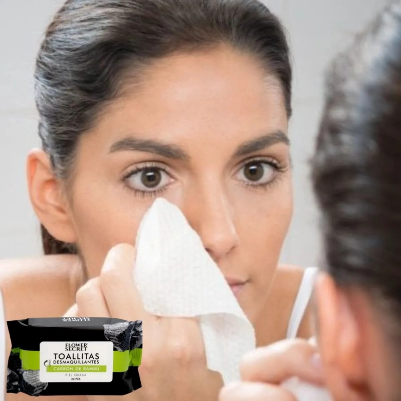 PAQ 7 TOALLITAS FACIAL DESMAQUILLA LIMPIA CARBON BAMBU LAU - 2