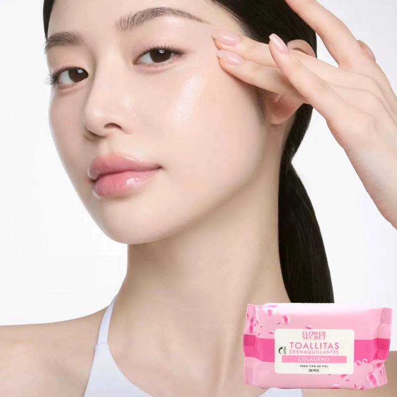 PAQ 7 TOALLITAS FACIAL DESMAQUILLA LIMPIA COLAGENO LAU - 5