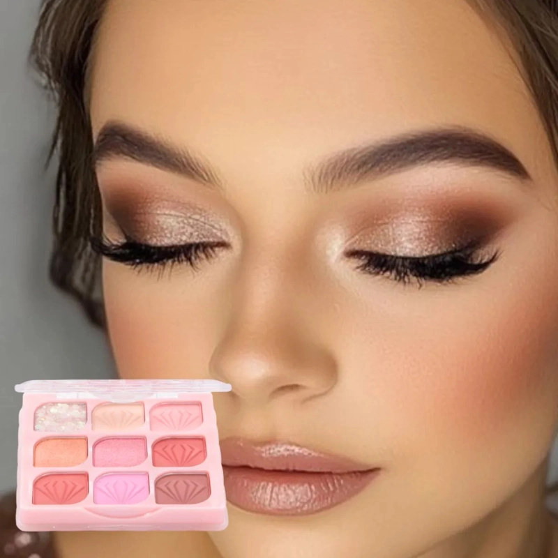 PALETA SOMBRAS OJOS 9 TONOS COMPACTA LARGA DURACION ALJ - 5