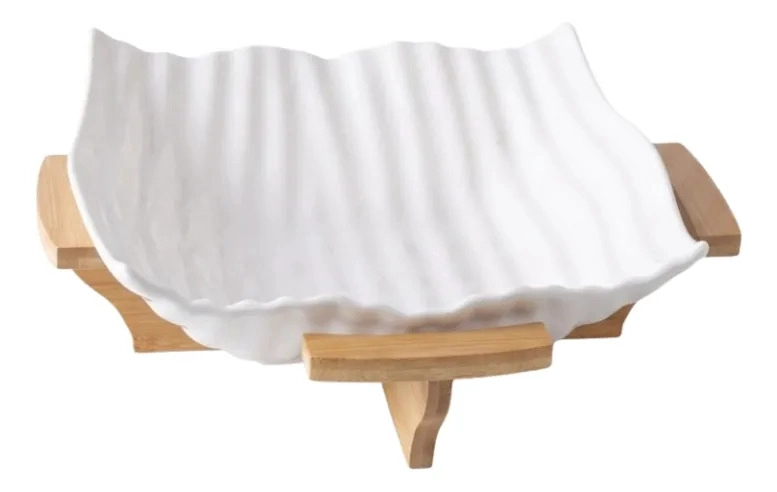 CENTRO MESA ESCULTURAL MODERNO PLATO ONDULADO BASE ALJ - 2