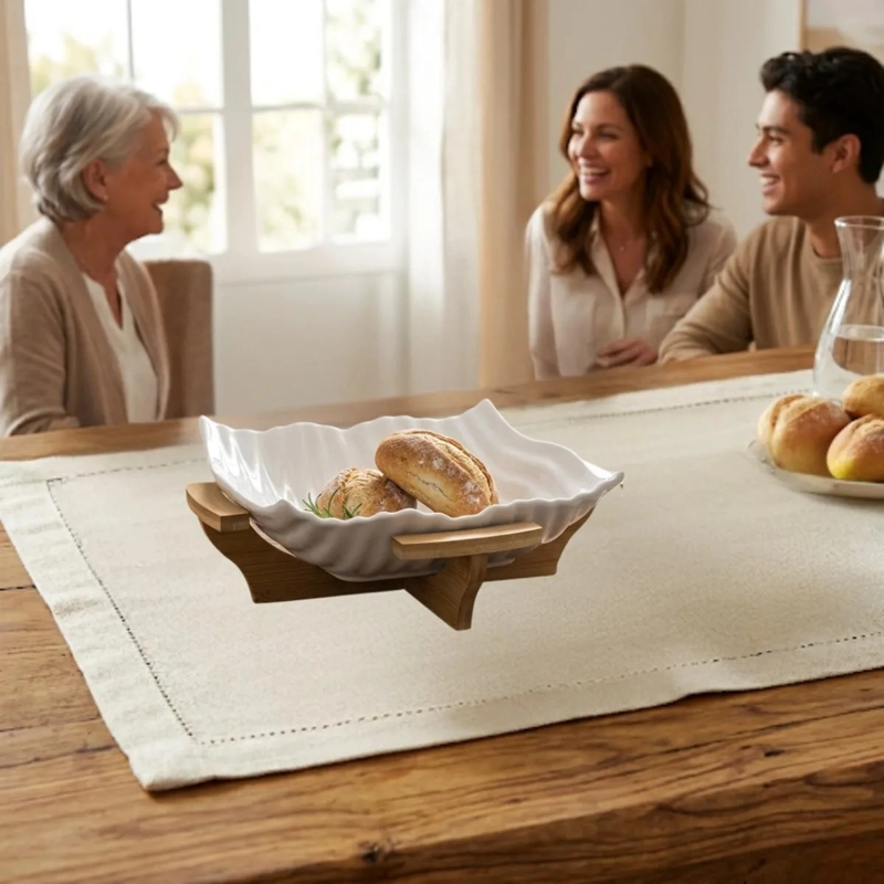 CENTRO MESA ESCULTURAL MODERNO PLATO ONDULADO BASE ALJ - 7