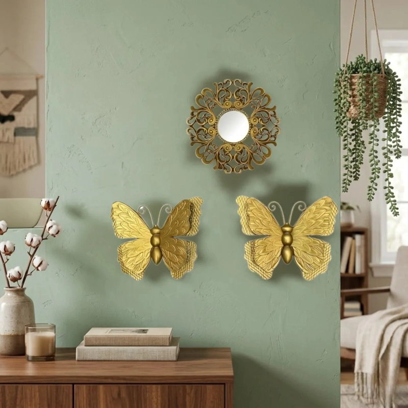 SET ESPEJO DECORATIVO PARED MARIPOSAS ESTILO MODERNO ALJ - 9