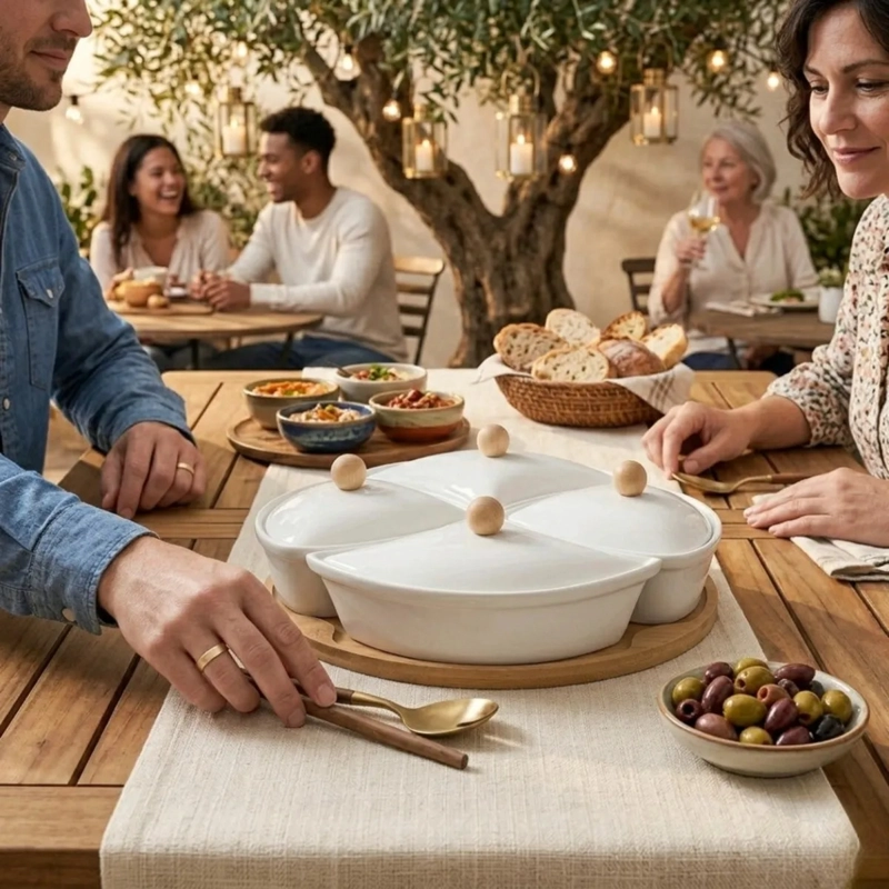 CENTRO MESA APERITIVOS MODULAR SET 4 BOWLS TAPA LUJO ALJ - 10