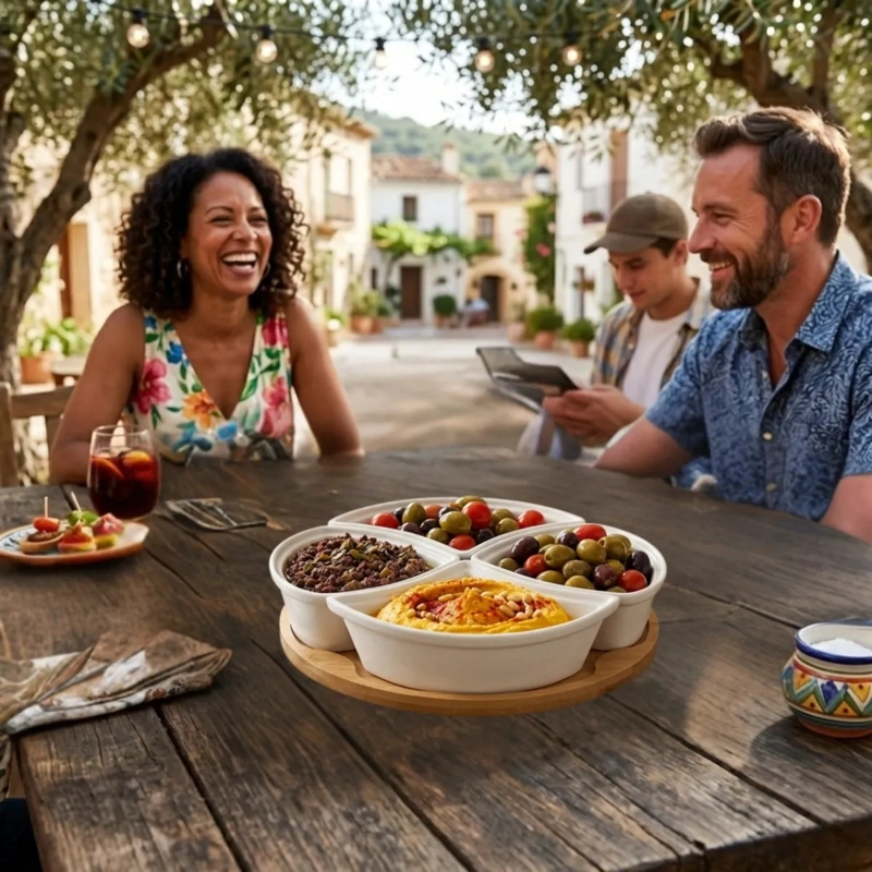 CENTRO MESA APERITIVOS MODULAR SET 4 BOWLS TAPA LUJO ALJ - 7
