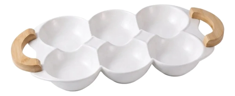 PLATO ORGANIZADOR SNACKS SALSAS TABLA PICAR PANAL ALJ - 1