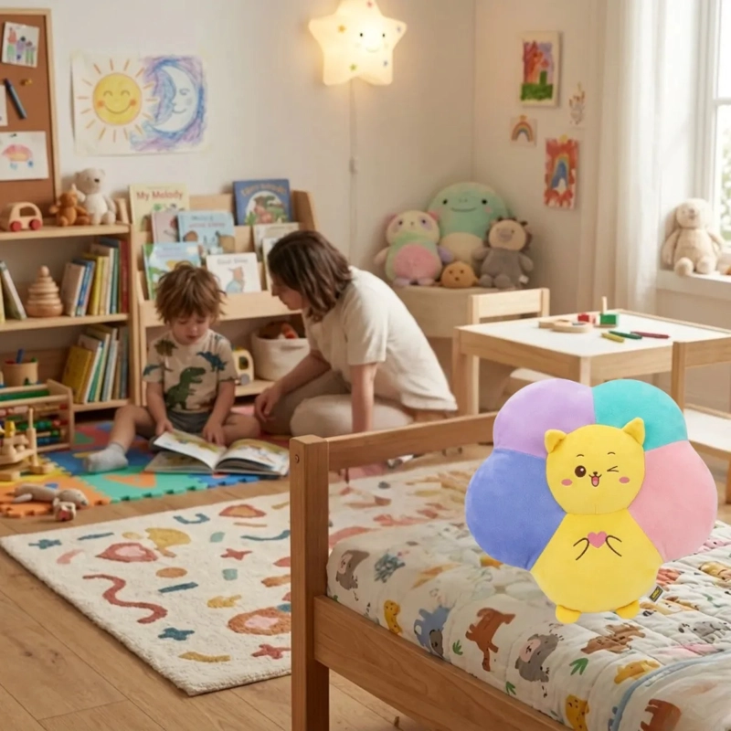COJIN DECORATIVO INFANTIL FORMA FLOR PELUCHE ULTRA SUAVE ALJ - 3