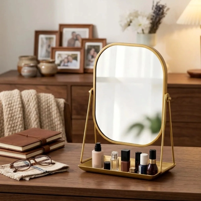 ESPEJO TOCADOR RECTANGULAR AJUSTABLE BANDEJA JOYERO ALJ - 9