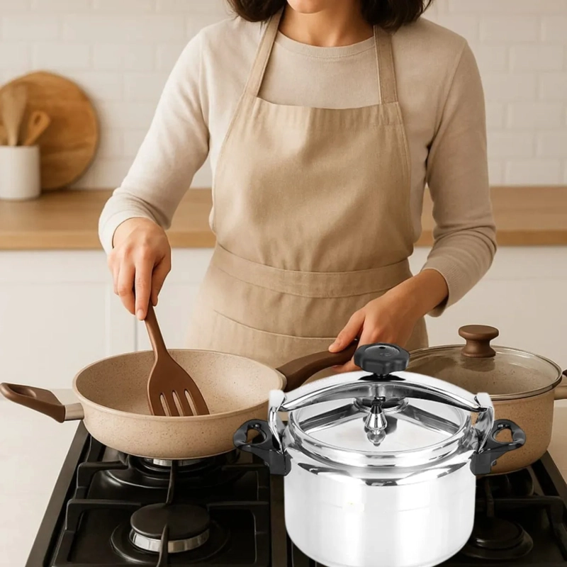 OLLA PRESION COCINA DOBLE VALVULA GRANDE FAMILIAR ALJ - 9