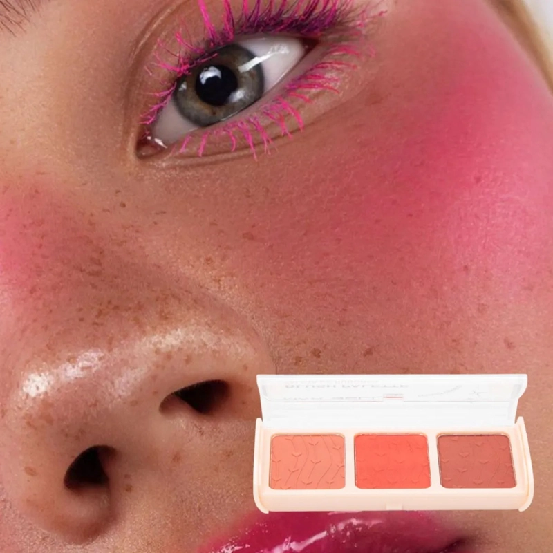SET 2 RUBORES POLVO 3 TONOS PALETA MAQUILLAJE ROSTRO ALJ - 6