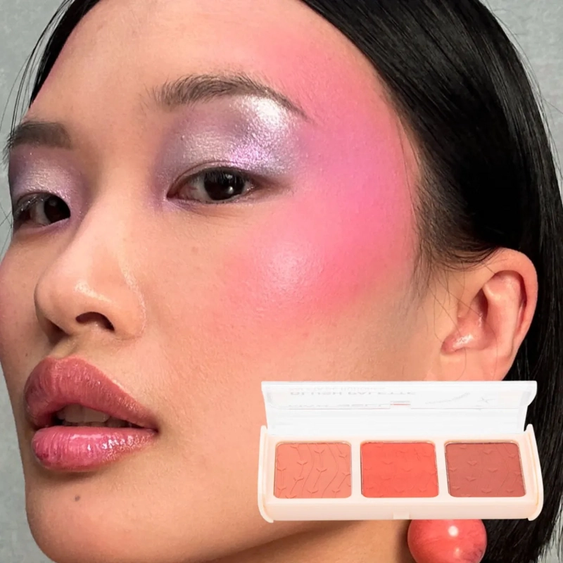 SET 2 RUBORES POLVO 3 TONOS PALETA MAQUILLAJE ROSTRO ALJ - 7