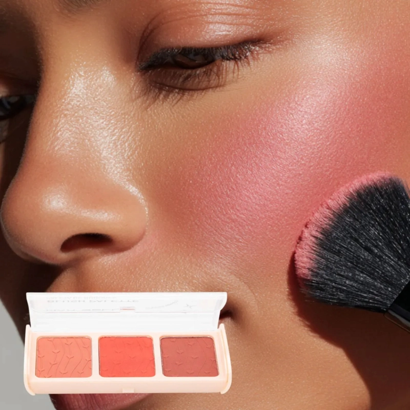 SET 2 RUBORES POLVO 3 TONOS PALETA MAQUILLAJE ROSTRO ALJ - 9