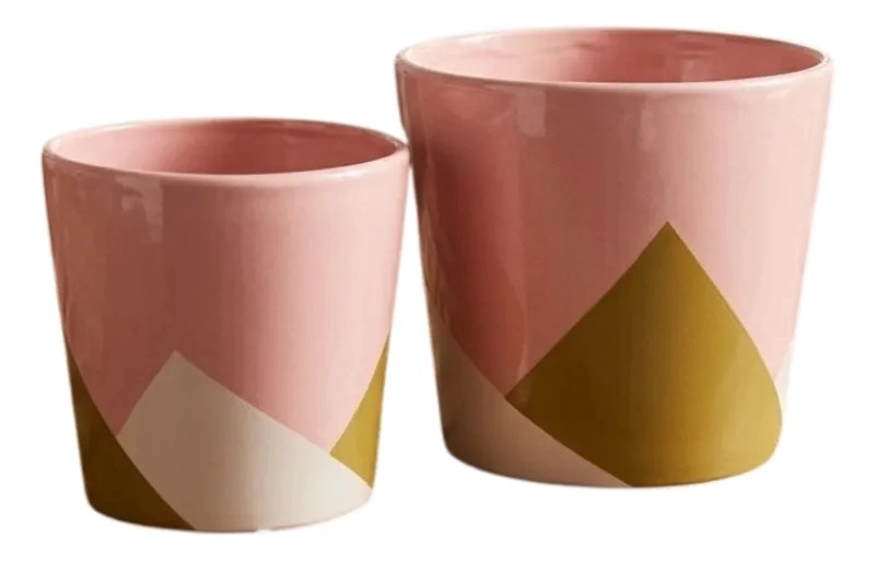 SET 2 MACETAS MODERNAS GEOME TRICAS SUCULENTAS CACTUS ALJ - 1