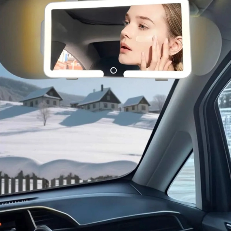 ESPEJO VISERA CARRO MAQUILLAJE LUZ LED RECARGABLE ALJ - 8
