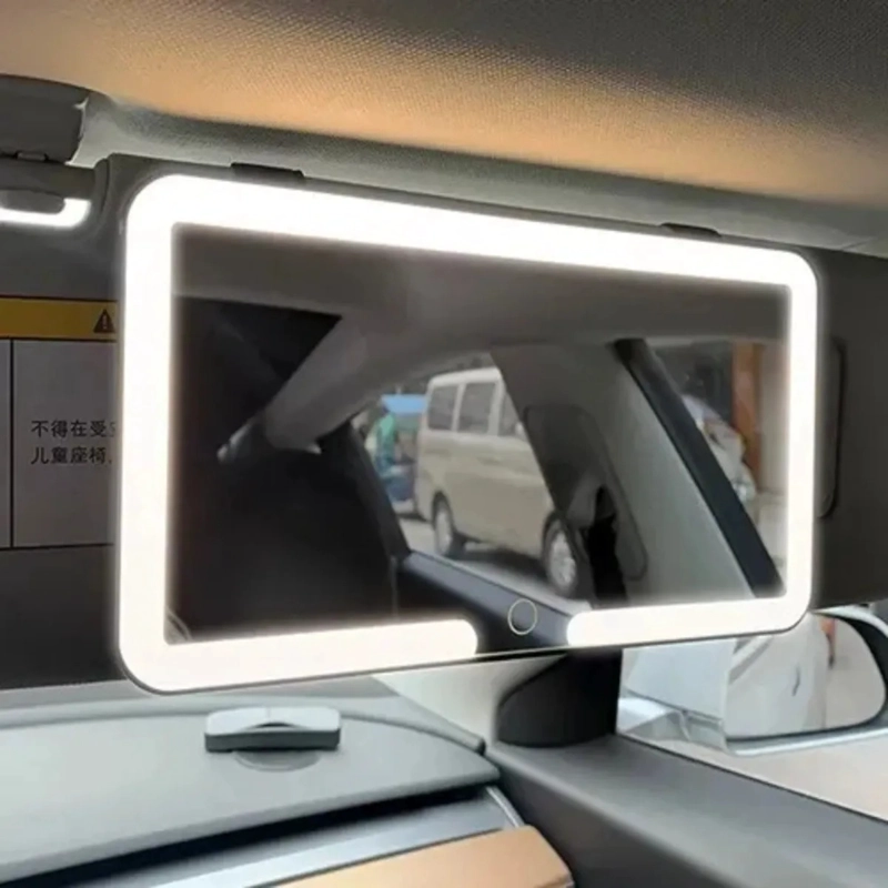 ESPEJO VISERA CARRO MAQUILLAJE LUZ LED RECARGABLE ALJ - 9