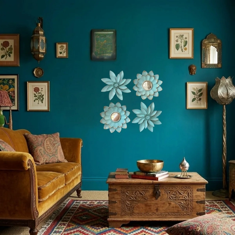 SET 2 ESPEJOS DECORATIVO CUADRO PARED BOTANICO FLORES ALJ - 6