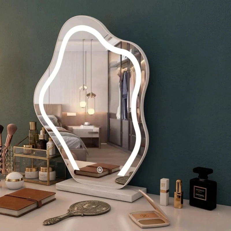 ESPEJO MESA ORGANICO LUZ LED TACTIL TOCADOR MAQUILLAJE ALJ - 7
