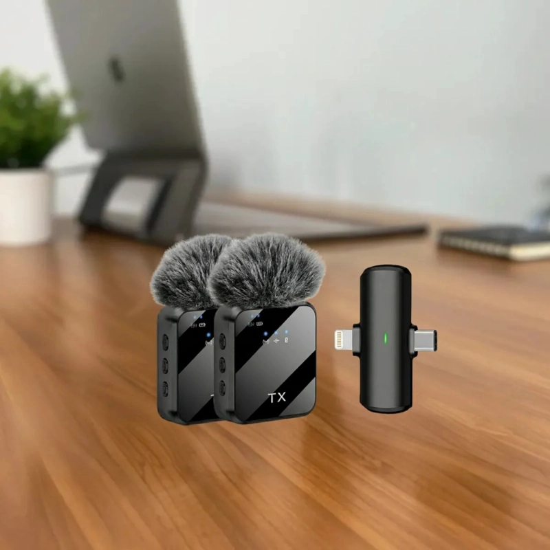 KIT 2 MICROFONOS INALAMBRICOS ENTREVISTAS CELULAR CAMARA ALJ - 10