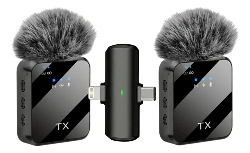 KIT 2 MICROFONOS INALAMBRICOS ENTREVISTAS CELULAR CAMARA ALJ - 2