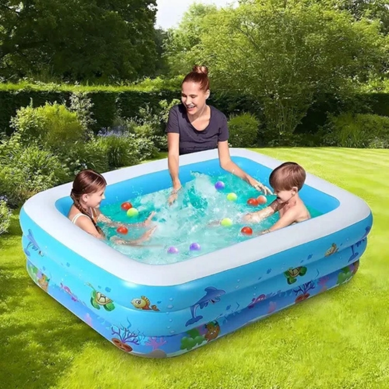 PISCINA INFLABLE RECTANGULAR GRANDE FAMILIAR NIÑOS LAU - 9
