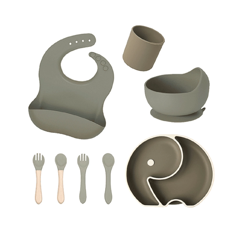 SET ALIMENTACION SILICONA 8EN1 ANTIDESLIZANTE BEBES LAU - 8