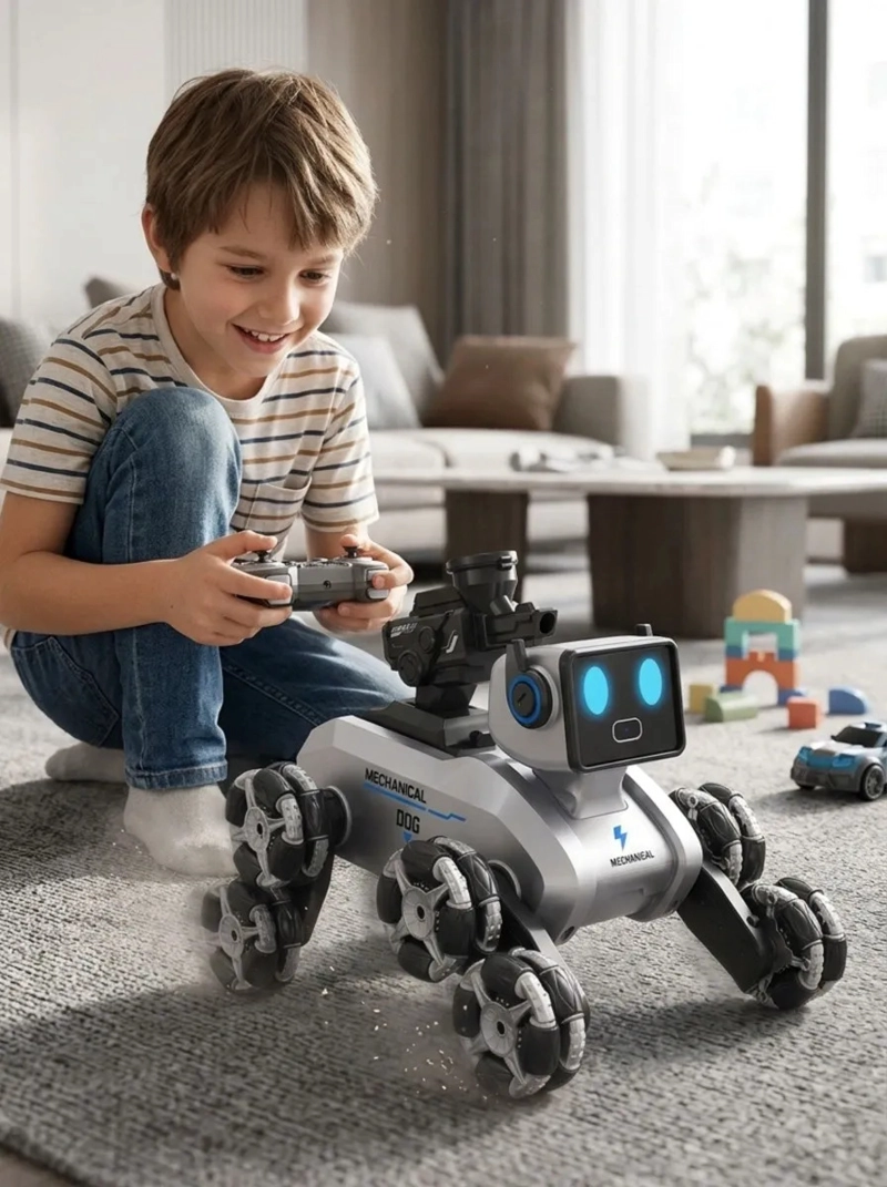 ROBOT PERRO RADIO CONTROL 8 RUEDAS SENSORES GESTOS MV - 8