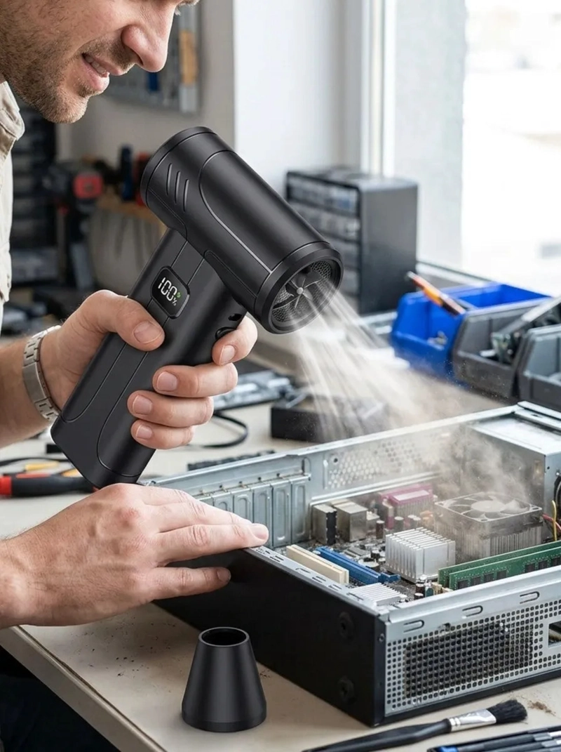SOPLADOR AIRE INALAMBRICO 15000RPM LIMPIEZA PC AUTOS MV - 7