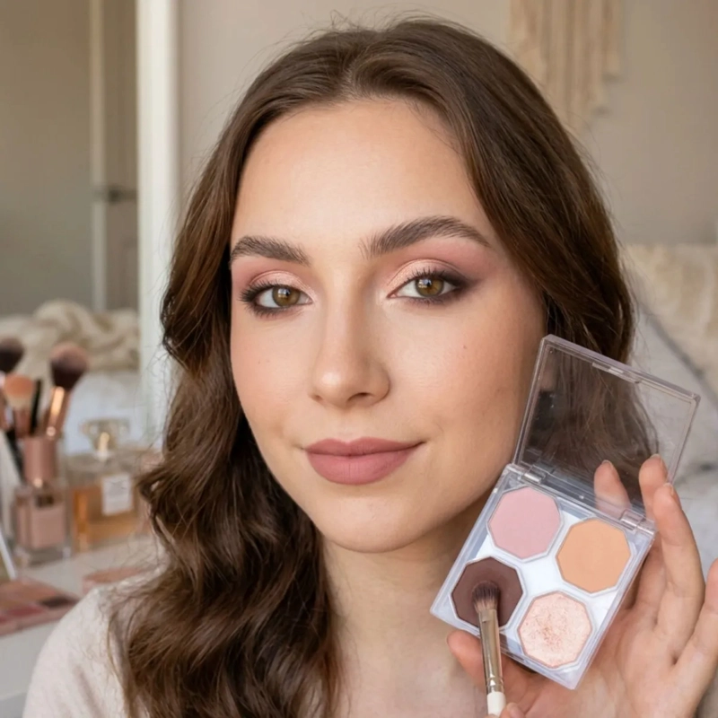 SET 2 PALETAS SOMBRAS OJOS POLVO 4 TONOS LARGA DURACION MV - 2