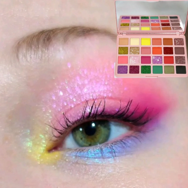 SET 2 PALETAS SOMBRAS 24 COLORES TEXTURA MICRONIZADA MV - 1