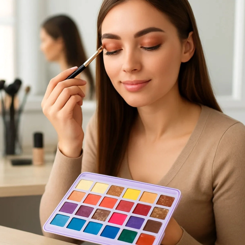 SET 2 PALETAS SOMBRAS 24 COLORES TEXTURA MICRONIZADA MV - 5