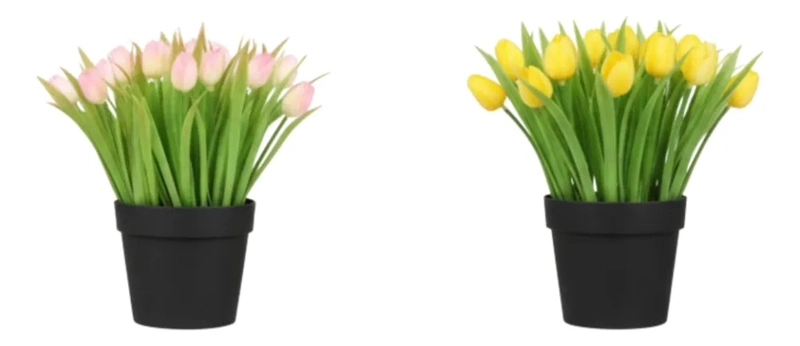 SET 2 FLORES ARTIFICIALES DECORATIVAS TULIPANES MACETA ALJ - 2
