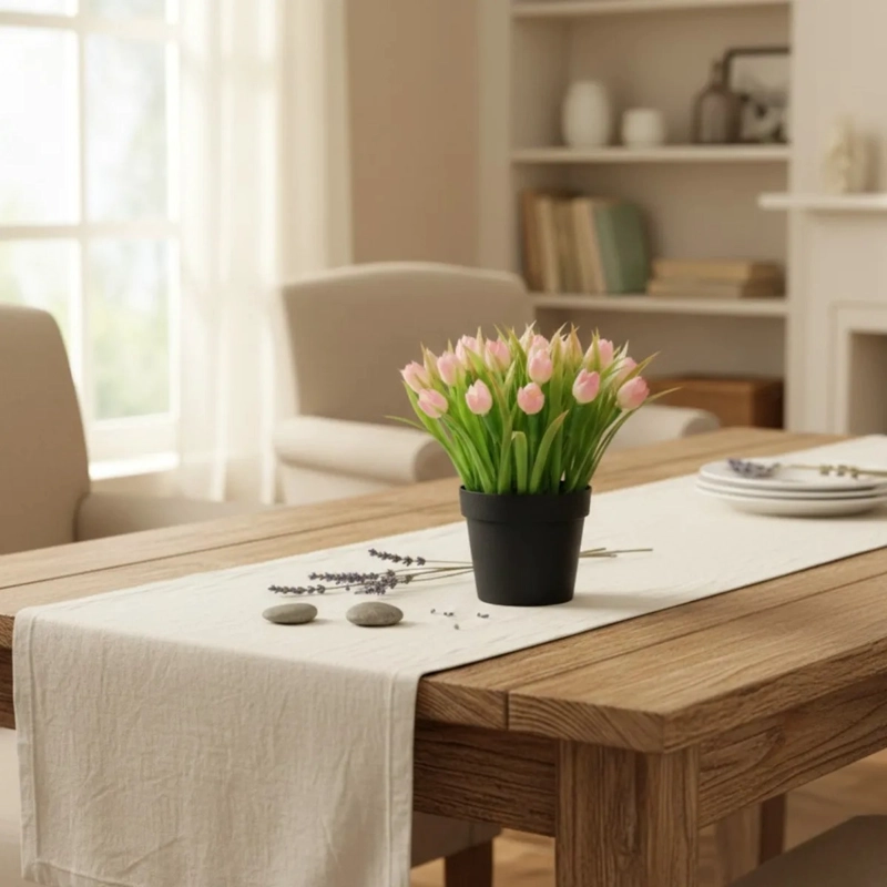 SET 2 FLORES ARTIFICIALES DECORATIVAS TULIPANES MACETA ALJ - 9
