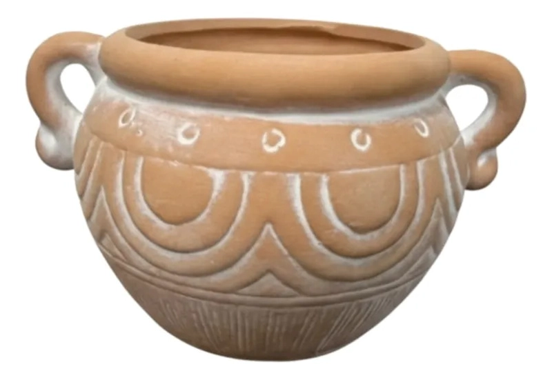 MACETA VASIJA ESTILO ANTIGUO ASAS DECORACION RUSTICA ALJ - 1