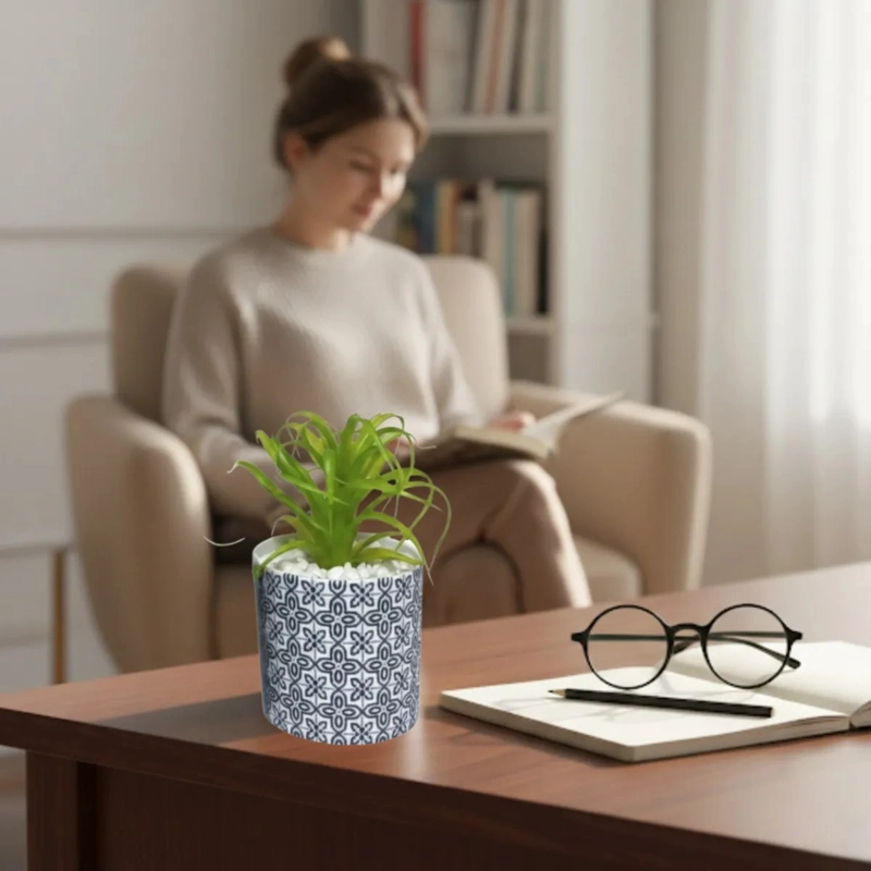 MACETA ARTIFICIAL DECORATIVA ETNICA PLANTA SUCULENTA ALJ - 3
