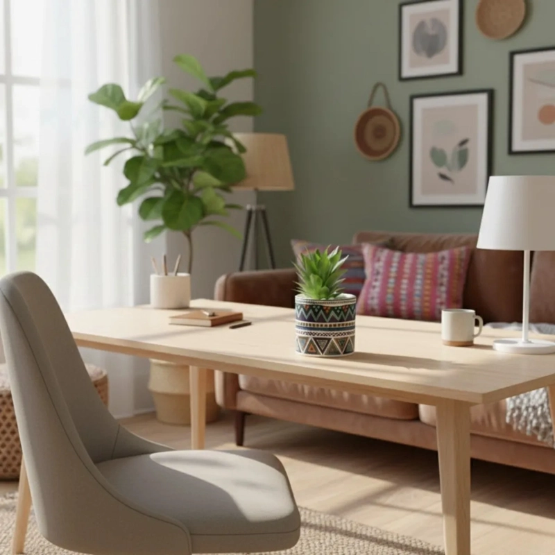 MACETA ARTIFICIAL DECORATIVA ETNICA PLANTA SUCULENTA ALJ - 6