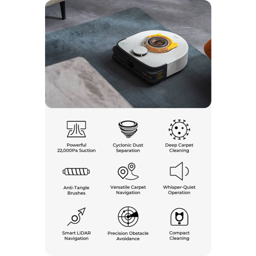 UBPET V10 ROBOT ASPIRADOR PARA PELO DE MASCOTAS, CEPILLO AUTOLIMPIANTE, PARA ALFOMBRAS, 22,000 PA - 4