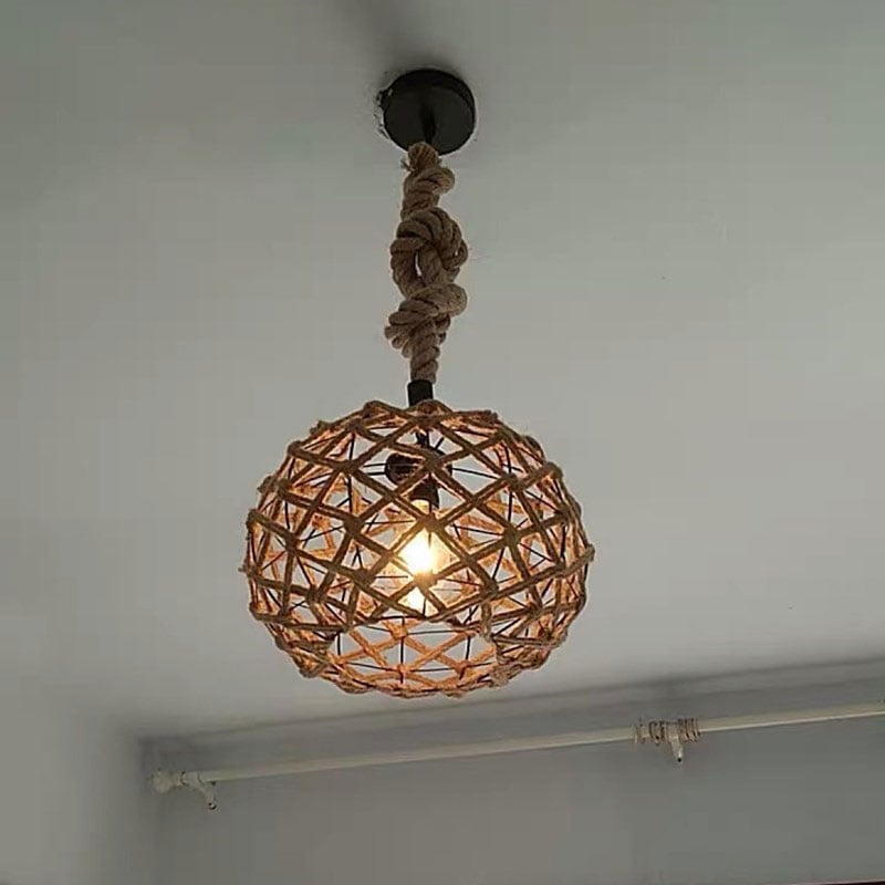 LAMPARA COLGANTE ENCHUFE ESTILO BOHEMIO TEJIDA HOGAR RONDON - 2