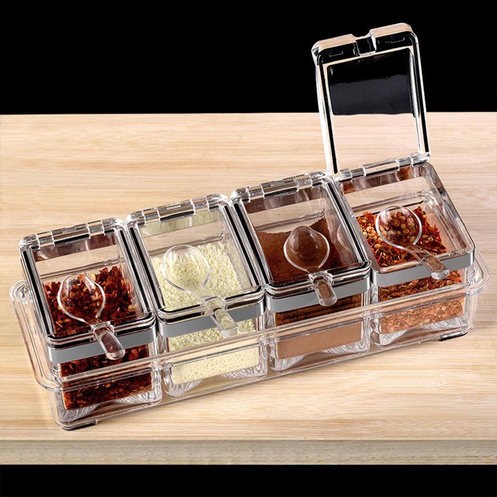 CAJAS CONDIMENTOS ACRILICOS 4 PIEZAS TRANSPARENTES RONDON - 2
