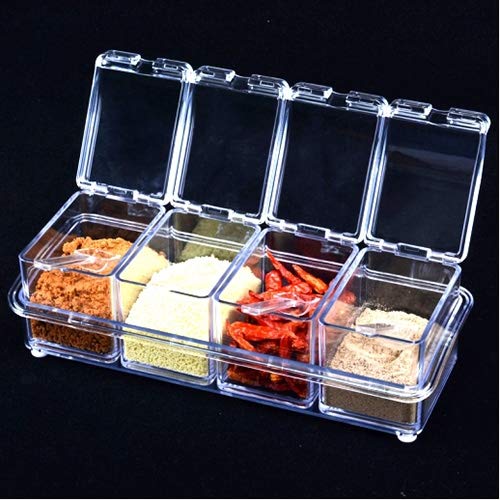 CAJAS CONDIMENTOS ACRILICOS 4 PIEZAS TRANSPARENTES RONDON - 9