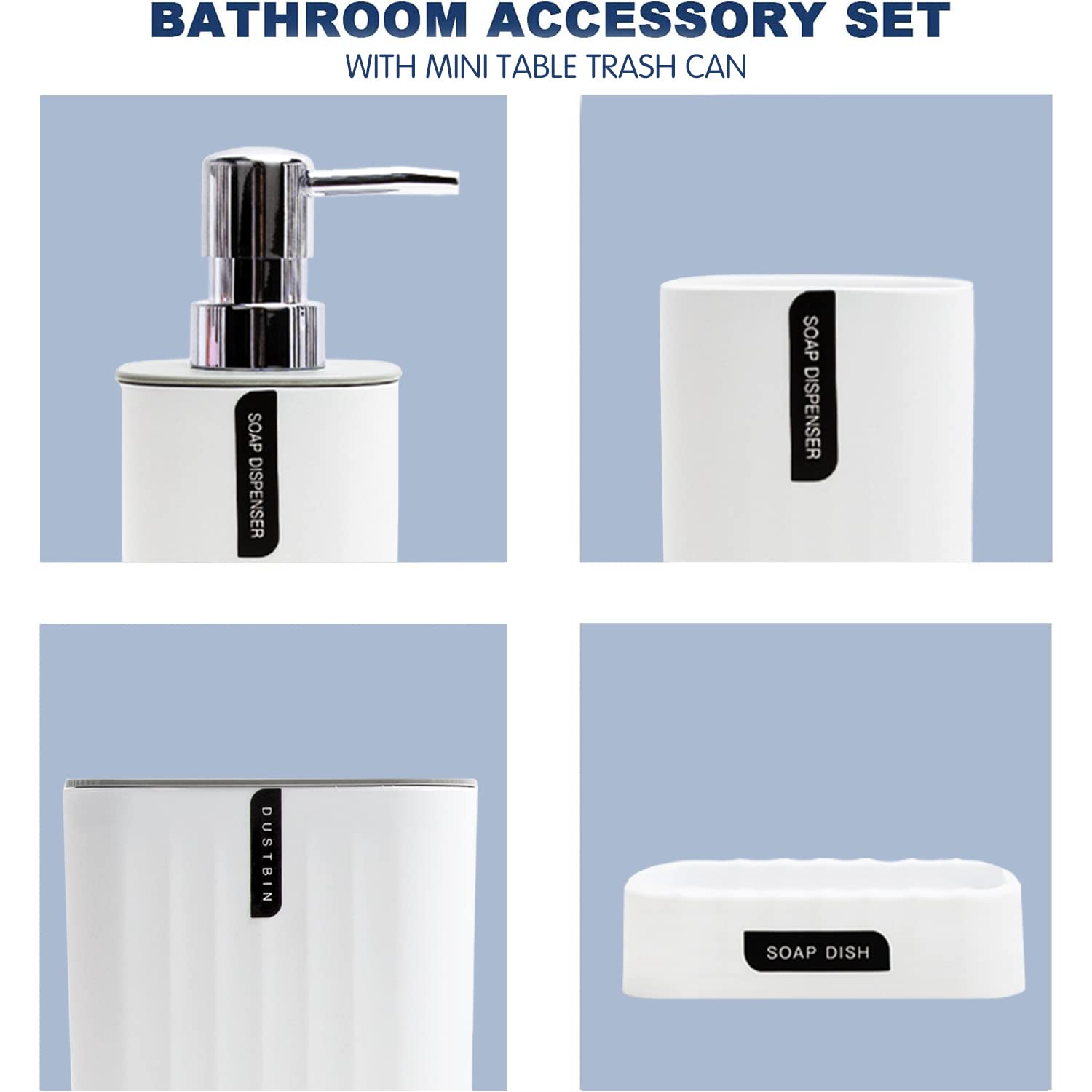 JUEGO ACCESORIOS BAÑO 4 PIEZAS HOGAR SET BAÑO RONDON - 8