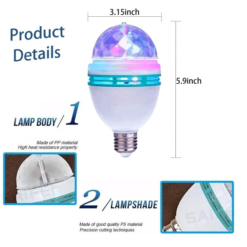 BOMBILLA LED COLORES GIRATORIO CRISTAL DISCO DJ RONDON - 7