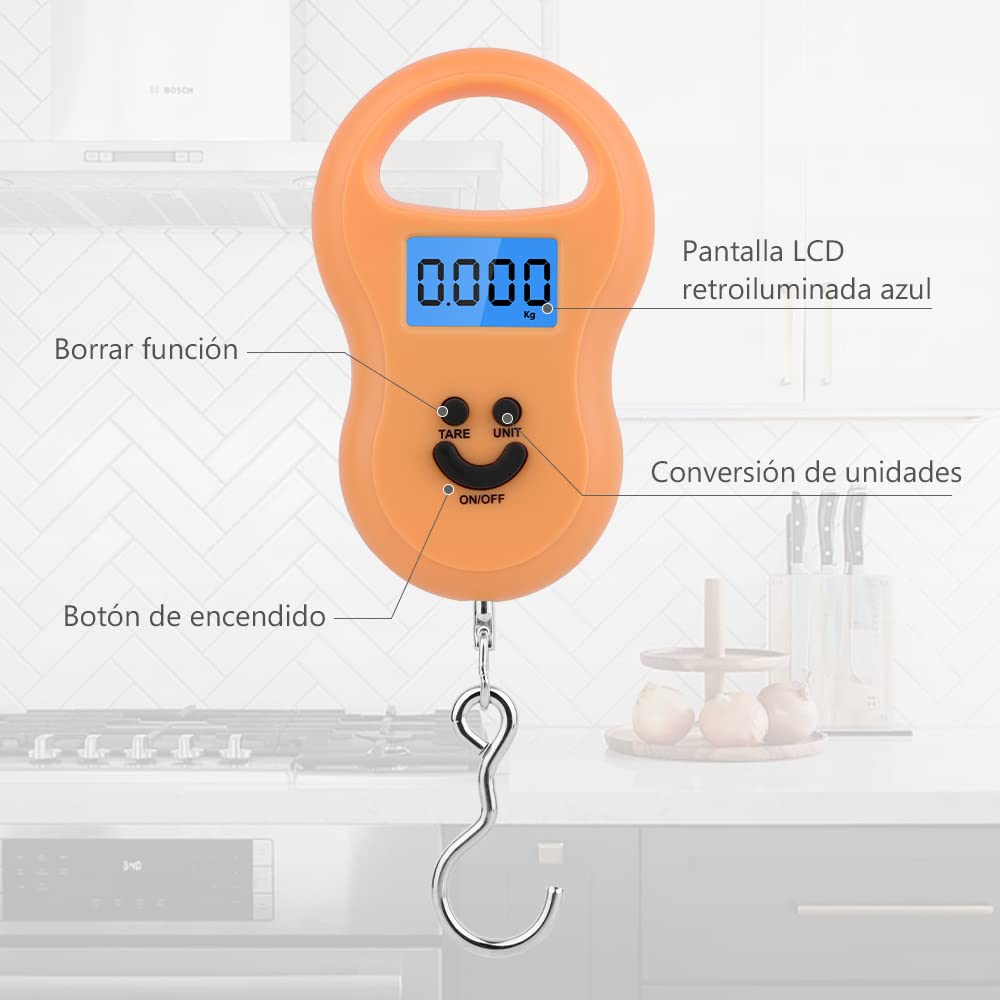 BÁSCULA EQUIPAJE PORTÁTIL DIGITAL COLGAR VIAJE GANCHO RONDON - 9